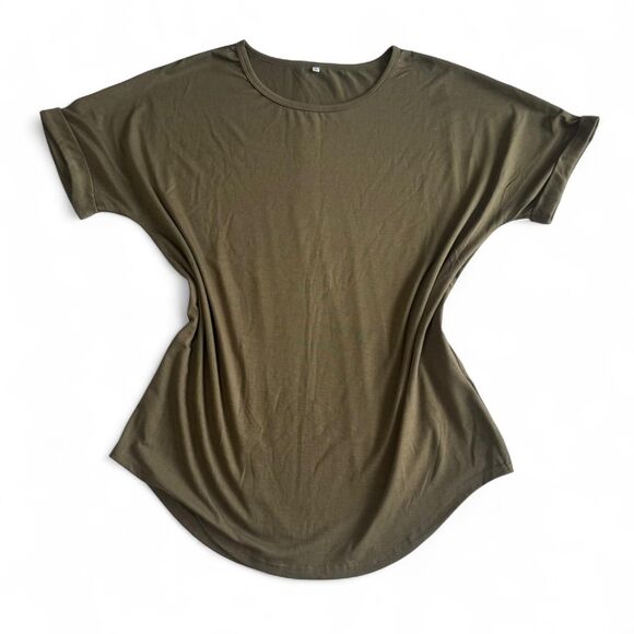 XL Green Rolled Sleeve Basic Tee – Casual Everyday Style - Picture 1 of 7